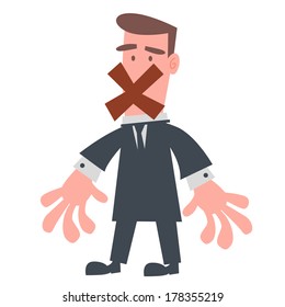Red X Closing Businessman Mouth