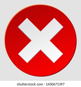 Red x cross  mark icon. Cancel flat symbol  in circle for website. vector eps10