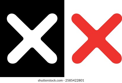 Red X cross sign. Cross sign element. decision, web. Symbol of error, check, wrong, Vector illustration EPS 10,