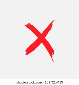 Red X. Drawn cross on a white background. Vector illustration.