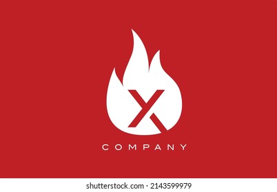 red X fire flames alphabet letter logo design. Creative icon template for company  and business