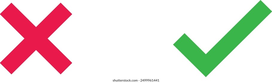 Red "X" and green check mark symbols side by side.