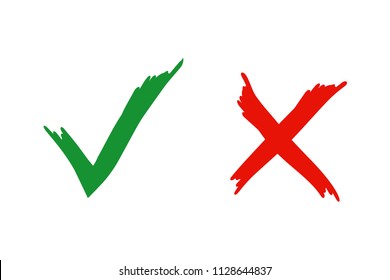  red X and green tick check marks, approval signs design