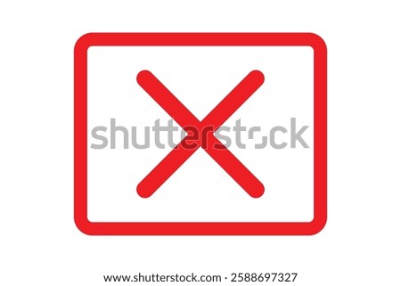 Red X Icon Isolated on White Background.