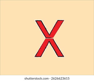 Red X letter logo with black and white edges