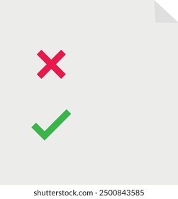 Red X mark above green check mark on light background.