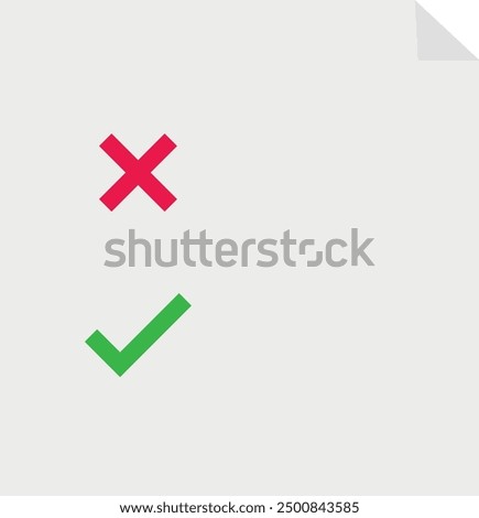 Red X mark above green check mark on light background.
