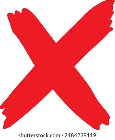 marca x roja x cruz con ilustración de caricatura vectorial de estilo de pincel