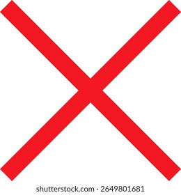 Rotes x-Zeichen-Symbol. Kreuzmarkenvektor