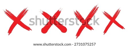 Red "X" marks, brush stroke style.