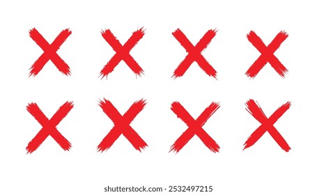 Red x marks set in distressed grunge style on a white background