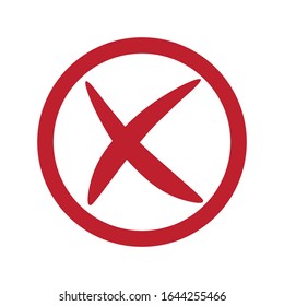 Red x symbol in a circle. Cross vector icon. 