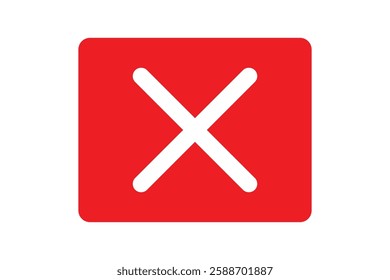 Red X Symbol Isolated on White Background.