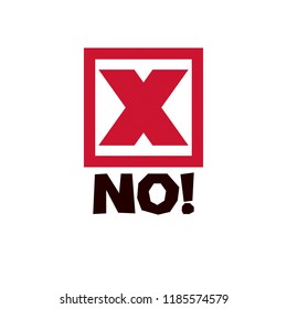 Red x symbol. Vector rejection symbol, disapproved isolated on white.