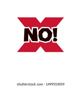 Red x symbol. Vector rejection symbol, disapproved isolated on white.
