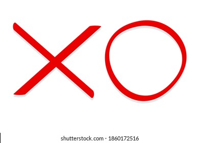 Red X and Zero. Realistic signs for the game. Stock image.