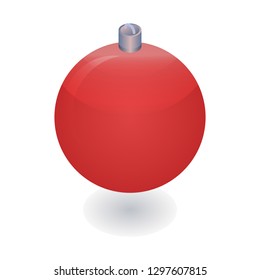 Red xmas ball tree icon. Isometric of red xmas ball tree vector icon for web design isolated on white background