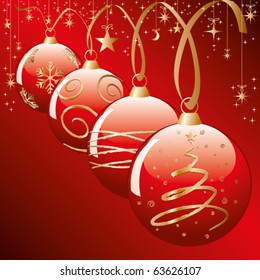 Eine rote Weihnachtsbälle. Vektorgrafik