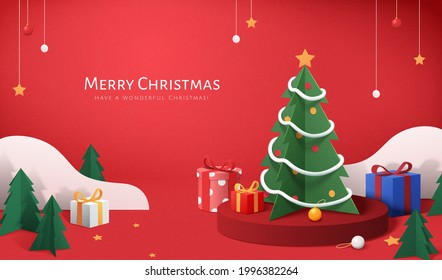 Christmas Party Invitation Paper Cut Origami Stock Vector (Royalty Free)  1188804424