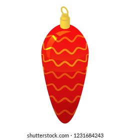 Red xmas cone icon. Isometric of red xmas cone vector icon for web design isolated on white background