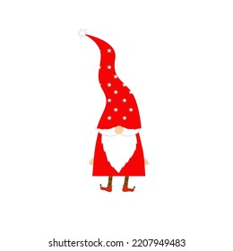 Red Xmas Dwarf Vector Illustration isolated On White
