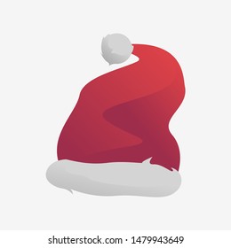 Red Xmas hat. Santa Claus, cap, white fur, head cloth. Christmas concept. Vector illustration can be used for topics like New Year, party, noel