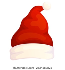 Red xmas Santa Claus hat isolated on white. Holidays cap.