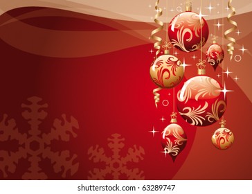 red xmas vector greeting card