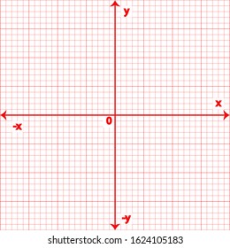 Red Y axis arrow on white and red square paper