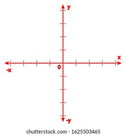 Red Y axis arrow on white paper