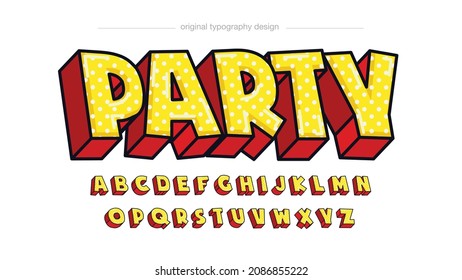 Red and yellow 3d dotted cartoon display typography