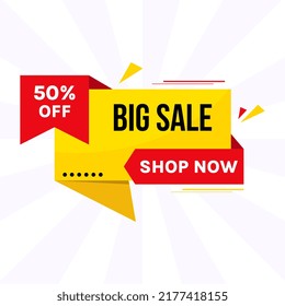 amarillo rojo hasta un 50% de descuento de gran venta banner de oferta