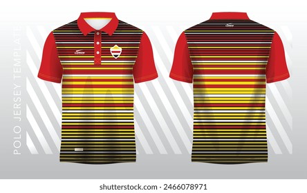 red and yellow abstract background for polo jersey sport. Sport uniform in front and back view. Mock up for sport club.