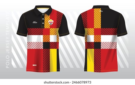 red and yellow abstract background for polo jersey sport. Sport uniform in front and back view. Mock up for sport club.