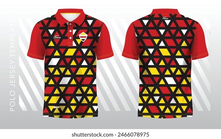 red and yellow abstract background for polo jersey sport. Sport uniform in front and back view. Mock up for sport club.