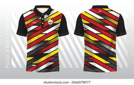 red and yellow abstract background for polo jersey sport. Sport uniform in front and back view. Mock up for sport club.