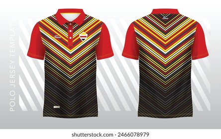 red and yellow abstract background for polo jersey sport. Sport uniform in front and back view. Mock up for sport club.