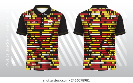 red and yellow abstract background for polo jersey sport. Sport uniform in front and back view. Mock up for sport club.