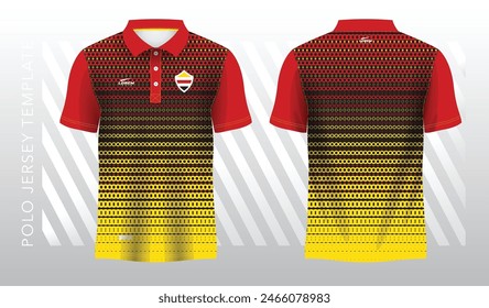 red and yellow abstract background for polo jersey sport. Sport uniform in front and back view. Mock up for sport club.