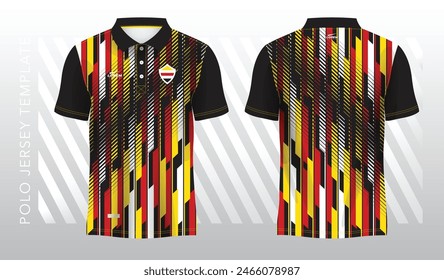 red and yellow abstract background for polo jersey sport. Sport uniform in front and back view. Mock up for sport club.