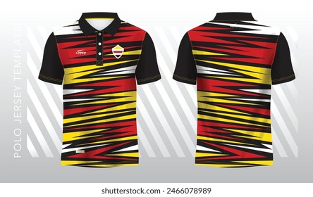 red and yellow abstract background for polo jersey sport. Sport uniform in front and back view. Mock up for sport club.