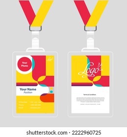 plantilla de tarjetas de identificación de diseño abstracto rojo y amarillo