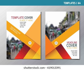 red yellow abstract  flat vector annual reportleaflet brochure template A4 size designflyer modern multipurpose stylebook cover layout design