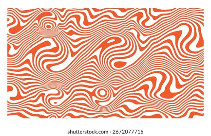 Fondo de Vector sin costuras abstracto rojo y amarillo con líneas de onda geométricas y decoración de adornos florales licuar