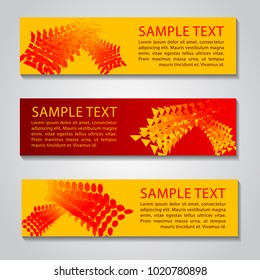 Red and yellow abstract technology banner.Vector corporate design,fly geometric object style