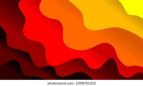 Red yellow abstract waves overlay geometric background