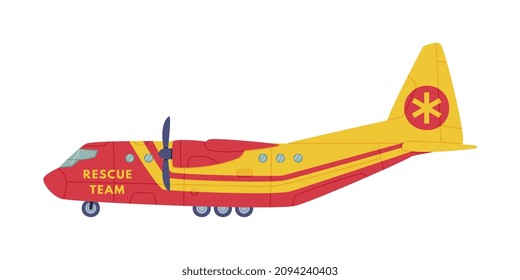 Red and Yellow Aircraft as Rescue Equipment and Emergency Vehicle for Urgent Saving of Life Vector Illustration