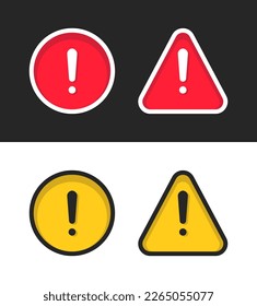 Red Yellow Alert Exclamation Sign Vector Illustration Set