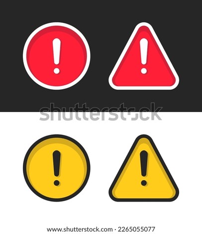 Red Yellow Alert Exclamation Sign Vector Illustration Set