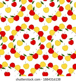 vector de manzana roja y amarilla patrón sin soldadura, impresión de fruto botánico